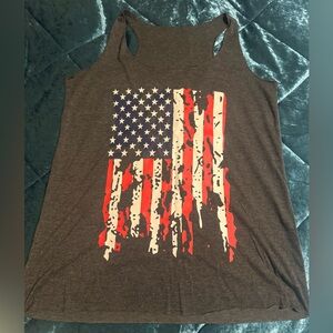 Patriotic American Flag Charcoal Gray Tank Top